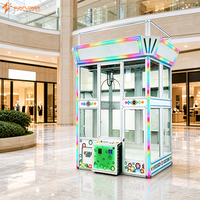 Machine à griffes LED RGB de grande taille, avec cabinet transparent entièrement en verre, éclairage arc-en-ciel, type cube d'arcade, pour peluches