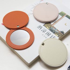 CustomMini PU Leather Stainless Steel Portable Pocket Travel <b>Makeup</b> Compact Cosmetic Wedding <b>Mirror</b> Gifts for Women - Product Image 1