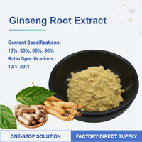 Vente en gros de Panax Ginseng en vrac, 80% de ginsénosides, extrait de ginseng, poudre d'extrait de racine de ginseng