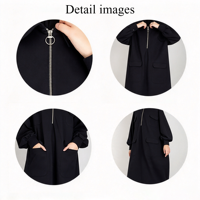 Abaya Modeste Longue Personnalisée OEM Premium avec Fermeture Éclair et Poches, Grande Taille, Unie, Vêtement Islamique pour Ramadan et Aïd, Marque Privée