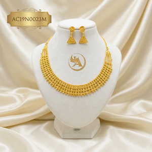 New Nigerian <b>Charm</b> Necklace Set with Geometric Drop Earrings Fashion Jewelry - Product Image 1