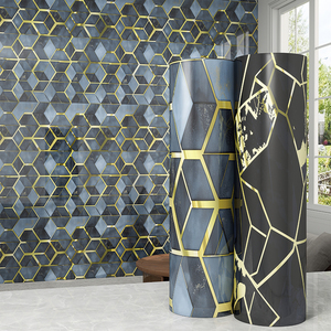 Azulejo de cerámica de PVC autoadhesivo con estampado de mármol de lámina dorada, revestimiento de paredes impermeable <span class=keywords><strong>para</strong></span> decoración de cocina y hogar - Product Image 1
