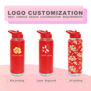 Botella de Agua Aislada al Vacío de Doble Pared de 32 oz, Botella de Agua Deportiva de Acero Inoxidable de Boca Ancha con Logotipo Personalizado - Product Image 4