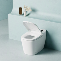 WC intelligent avec capteur de chasse automatique, bidet intégré, design allongé, télécommande, céramique, design moderne, luxe, monobloc, cuvette de toilette électronique