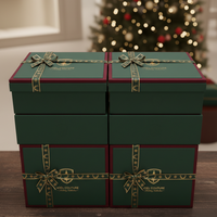 Kotak Kado Kertas Lipat Portabel Natal untuk Permen, Kue Kering, Cokelat, Hadiah Pesta, Desain Kustom, Embossing, Kotak Rigid