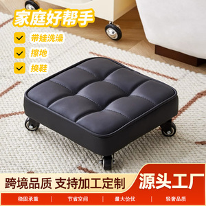 Taburete cuadrado con ruedas omnidireccionales, taburete para cambiar zapatos para el hogar, para adultos y niños - Product Image 5