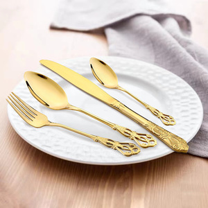 Sang trọng thép không gỉ vàng bữa ăn tối dao muỗng nĩa thiết lập dao kéo bảng muỗng và Ngã Ba bữa ăn tối Dao hoàng gia thiết lập dao kéo - Product Image 5