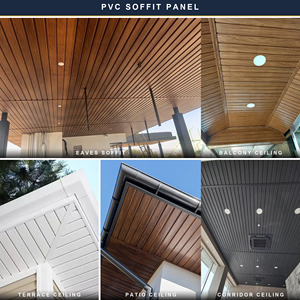 Panneau de soffite en <span class=keywords><strong>PVC</strong></span> à triple rainure en V avec bride de fixation à 5 fentes pour clous, grain de bois ventilé, pour plafond et toit - Product Image 2