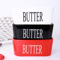 Récipient à beurre en céramique avec couteau et acier inoxydable Plats à beurre en silicone de haute qualité avec couvercles Bon