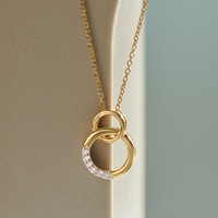 Collar de Plata S925 Serie Mobius con Doble Anillo, Moderno, Versátil, de Alta Gama, Personalizado, Ligero y de Lujo para Mujer