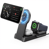 Station de charge magnétique sans fil 3-en-1 pliable et portable pour iPhone 17-12 Pro/Max et Apple Watch