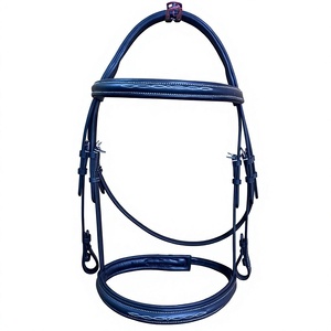 Selle anglaise équestre fantaisie point traditionnel chasseur bride havane cuir tanné brun-végétal équipement de cheval - Product Image 1