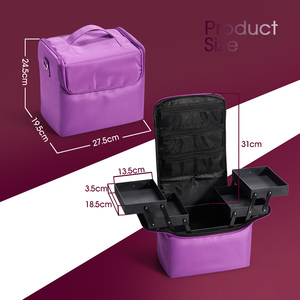 4 Trays <b>Makeup</b> Bag Professional <b>Makeup</b> <b>Case</b> Organizer Travel Cosmetic <b>Case</b> Make up Box Nail Polish Storage with Shoulder Strap - Product Image 6