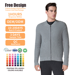 Fabricante de Prendas de Punto, Cárdigan Personalizado con Certificación GOTS, Manga Larga, Otoño-Invierno, Cuello Acanalado, 100% Algodón, para Hombre - Product Image 2