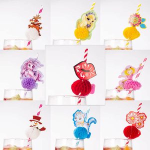 Pink Pineapple Party Paper <b>Straws</b> Biodegradable Single Use Creative Beverage Dessert Decorations Cross Border - Product Image 1