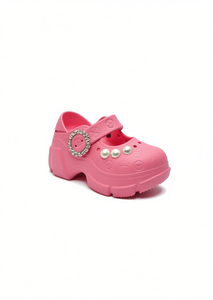 Zoccoli con Plateau e Perle Stile Mary Jane, Punta Chiusa, Tomaia in Plastica, Suola Intermedia in EVA, Estivi per Donne e Ragazze, Taglia 19 - Product Image 1