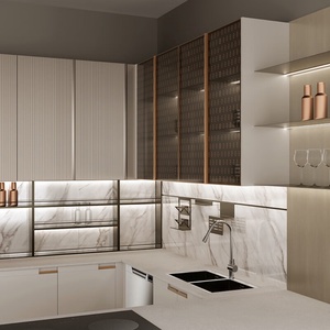 Armoires de cuisine sur mesure haut de gamme pour petits appartements, comptoirs en pierre de quartz, armoires murales et armoires de sol modulaires - Product Image 2