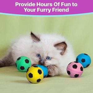 Jouets pour chats en forme de ballon de football, lot de 4, colorés, interactifs, pour lutter contre l'ennui, pour chats et chatons - Product Image 6