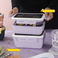 Boîte à lunch scolaire personnalisable en gros à 2 compartiments, en plastique de qualité alimentaire, adaptée aux enfants