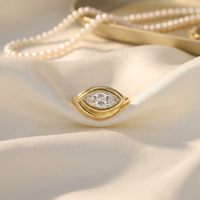 Milskye Damen Klassischer Schmuck 18k Vergoldete 925 Silber Augen-Marquise Zirkon-Ringe für Frauen