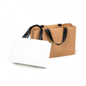 Sac en papier blanc recyclé écologique avec logo personnalisé, vente en gros, sac promotionnel - Product Image 1