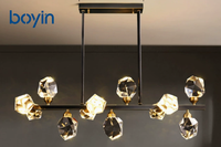 Lustre italien post-moderne, luxe minimaliste, long, pour restaurant, bar, salon, chambre à coucher, en cristal