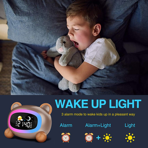 2022かわいいデスク置時計キッズウェイクアップライトサンライズLEDスマートデジタル目覚まし時計 - Product Image 2
