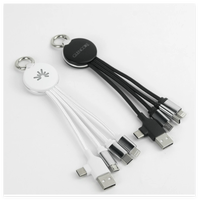 Câble de charge USB 3, 4, 5 en 1 avec logo lumineux et porte-clés, idéal comme cadeau d'affaires, livré dans une boîte cadeau noire – Offre Spéciale