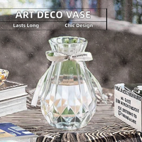 Vase à fleurs en cristal transparent de style Art déco moderne BONTOP, en verre pour la décoration de la maison, retour à l'école BNTPGV-19