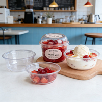 Conteneur alimentaire jetable personnalisé en usine, 8oz/12oz/16oz/24oz, bol à salade en plastique de qualité alimentaire, bols à açaï avec couvercle