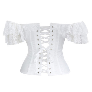 2023 nuovo corsetto con spalle scoperte camicie a maniche corte in pizzo camicette di pizzo medievale rinascimentale bianco nero - Product Image 3