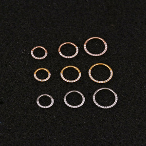 Gioielli per Piercing al Setto Nasale in Acciaio Inossidabile, Anello per Setto con Zirconi, Cerchio Senza Saldature, Segmento Incernierato per Piercing Daith, Helix, Rook - Product Image 3