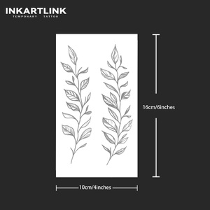 สติกเกอร์สักลาย INKARTLINK สำหรับติดผิวกาย ลายใบไม้ กิ่งไม้ พืช กันน้ำ เป็นมิตรกับสิ่งแวดล้อม ติดทนนาน 15 วัน ขายส่ง - Product Image 4