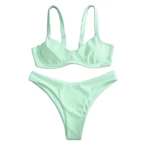 Wholesale supplier swimwear women underwire bikini high waisted swimsuit