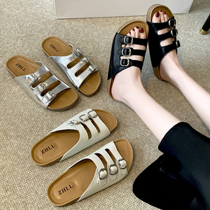 Nouvelles pantoufles plates d'été 2025 à enfiler pour femmes, respirantes, légères, confortables, à semelle souple, à bout ouvert, chaussures décontractées - Product Image 2