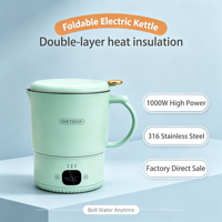 Bouilloire Électrique Intelligente Grande Capacité, Portable pour l'Extérieur, en Acier Inoxydable 316, Température Constante, Pliable, Vente en Gros