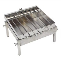 Barbecue électrique rotatif automatique - Acier inoxydable, charbon de bois, intérieur/extérieur, pieds courts pour usage domestique et commercial