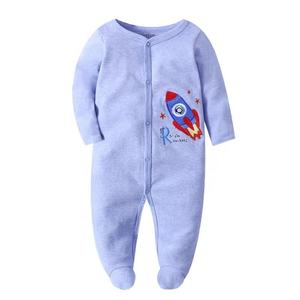 Vente en Gros Barboteuse Mignonne pour Nouveau-Né Vêtements pour Bébé Garçon Grenouillère à Pieds en Pur Coton - Product Image 4