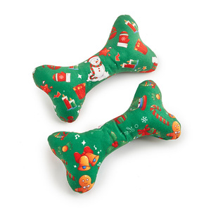 Jouets pour animaux de compagnie en coton double dentition pour le nettoyage des dents, jouets de Noël pour chiens, jouets sonores en forme d'os pour chiens, fournis par l'usine NiBao - Product Image 1