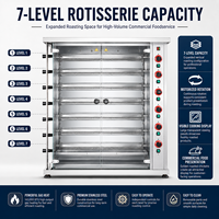 Rôtissoire Commerciale Double Alimentation Gaz-Électrique, Capacité 48 Poulets, 8 Brochettes, Acier Inoxydable 304
