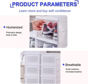 Foldable PP Injection <b>Storage</b> <b>Box</b> Easy Assembly Clear Plastic Stackable Shoe <b>Storage</b> Cabinet with Lids Large Size Shoe Rack - Product Image 3