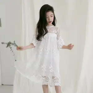 Koreanischen Stil Weiß Spitze Blume Mädchen Kleid 8 jahre Kleid Design Teen Mädchen Hochzeit Kleider