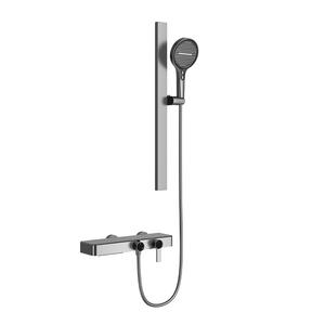 Juego de Baño Exclusivo Transfronterizo Vimijia, Estante de Almacenamiento Gris Metálico de Doble Función, Montado en la Pared, con Soporte Elevable para Cabezal de Ducha y Grifo - Product Image 2