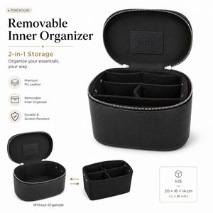 Factory Direct Custom Logo PU Leather <b>Makeup</b> Bag Large Capacity Portable Cosmetic Storage <b>Case</b> with Detachable Organizer - Product Image 5