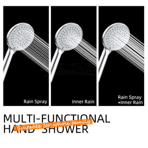 Accesorios de Baño Leelongs de Fábrica, Cabezal de Ducha de Mano con 3 Modos, 11 cm, Alta Presión, Tipo Lluvia, ABS - Product Image 2