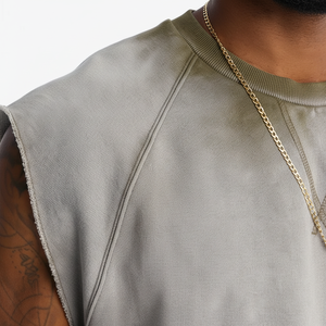 BINBEIER T-shirt Senza Maniche da <span class=keywords><strong>Uomo</strong></span> all'Ingrosso, <span class=keywords><strong>Maglietta</strong></span> Muscolare Personalizzata con Effetto Vintage e Orlo Grezzo, 100% Cotone - Product Image 4