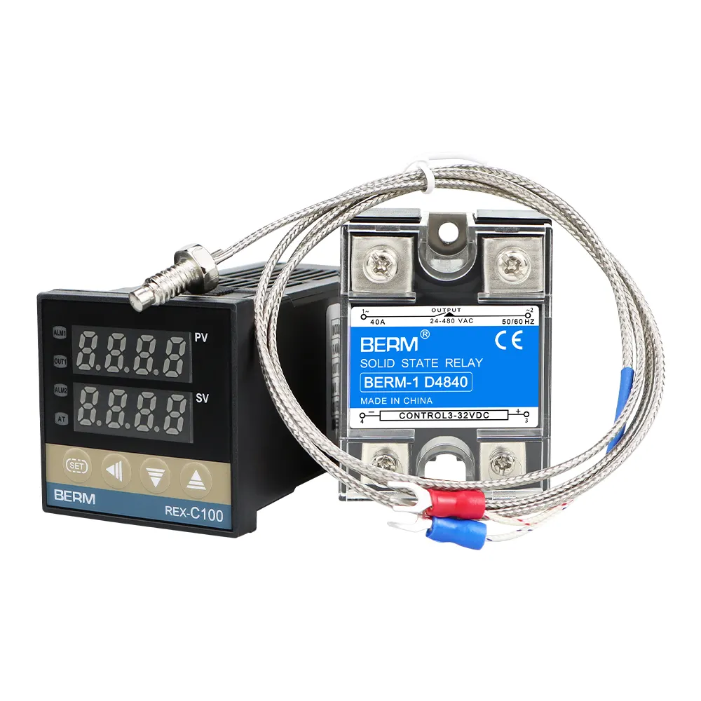 Digital PID Temperature Controller REX-C100 thermostat + 40DA SSR Relay+ K Thermocouple 1m Probe