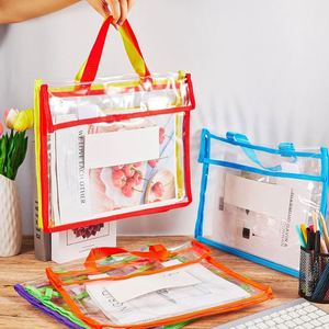 Bolsa Grande de Nailon para Libros con Bolsillo Transparente para Etiqueta de Nombre, Detalles en Color Neón, Asa Cosida, para Oficina y Material Escolar - Product Image 5