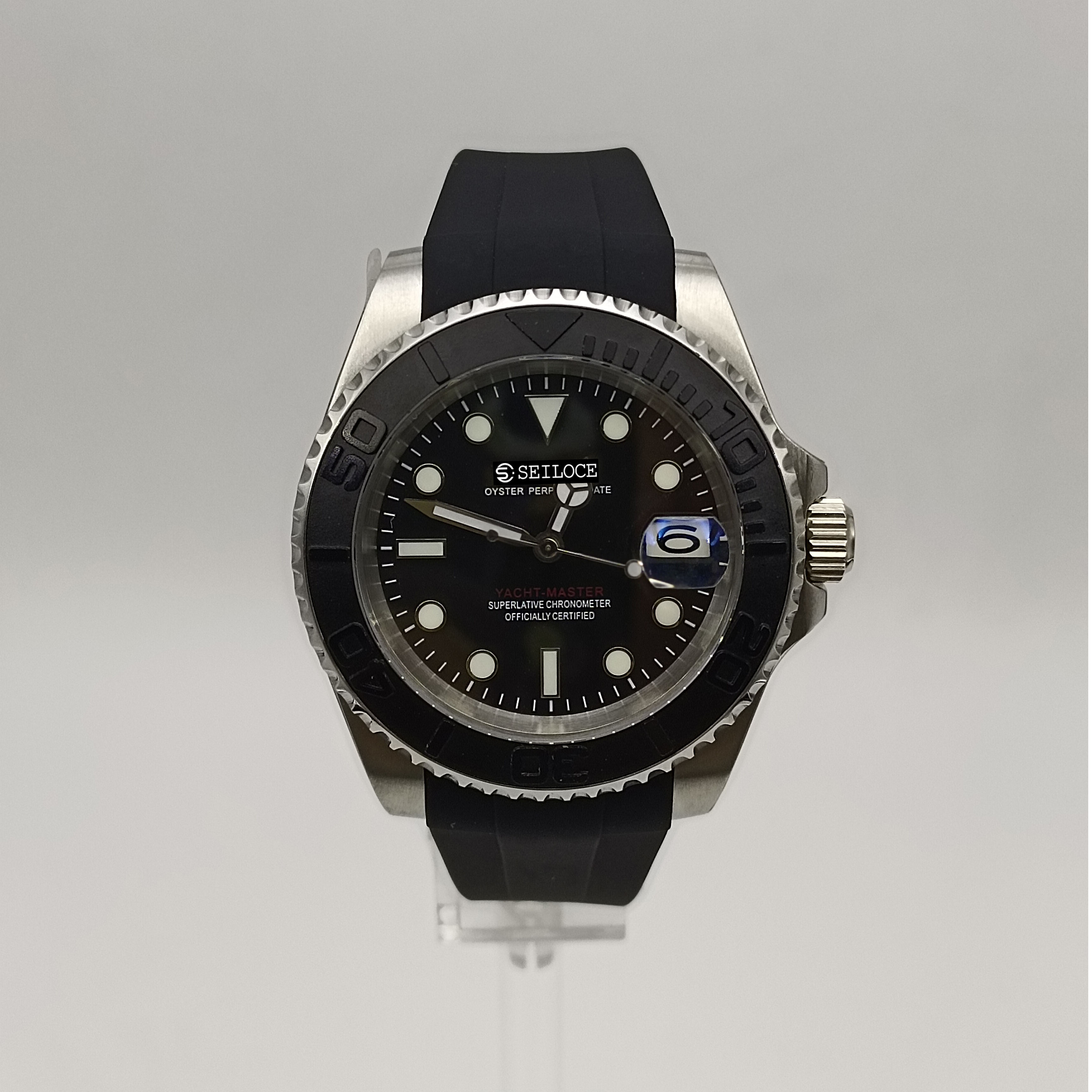 ตัวเรือนสีเงิน+หน้าปัดสีดำ