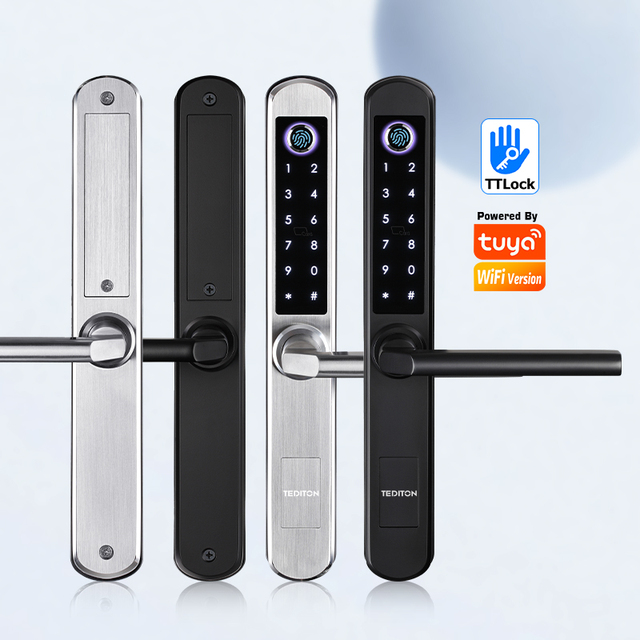 Tediton Waterproof Cerradura Wifi Fingerprint Door Lock Handle Cerradura Inteligente Handprint Security Ttlock Smart Locks